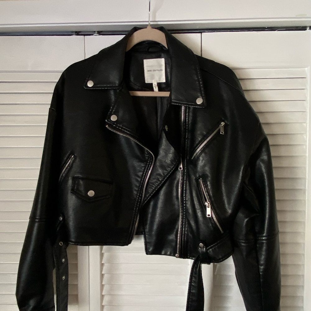 Anthropologie Avec Les Filles Black Leather Jacket